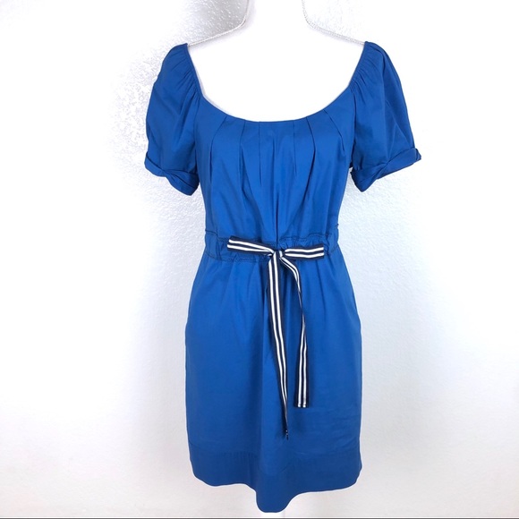 BCBGMaxAzria Dresses & Skirts - BCBGMaxazria Blue Belted Pleated Summer Mini Dress